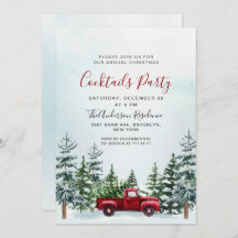 レッドトラックパインツリーズクリスマスカクテルパーティー
