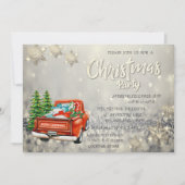 レッドトラックパインツリーズ《写真》ぼけ味雪の結晶クリスマス 招待状 (正面)