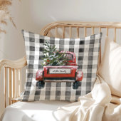 レッドトラックパーソナライズされたクリスマスツリー クッション
