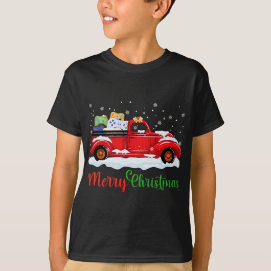 レッドトラックビデオゲームのコントローラーMerry Christmas M Tシャツ (正面)
