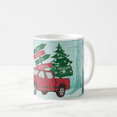 レッドトラックファミリー名ヴィンテージユニーククリスマス コーヒーマグカップ (正面右)