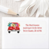 レッドトラックフラワーズモノグラムカスタム差出人住所 ラベル (インサイチュ)