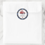 レッドトラックブループレイド差出人住所ラベル ラウンドシール (バッグ)