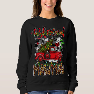 レッドトラックプレイドクリスマスツリー賛美モウモウファミリーCh スウェットシャツ