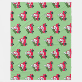 レッドトラックホリデーにクリスマスの猫たち フリースブランケット