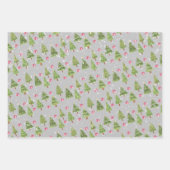 レッドトラックメリークリスマスグレーラッピング紙 ラッピングペーパーシート (正面3)