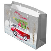 レッドトラックメリークリスマスグレー ラージペーパーバッグ (裏面アングル)