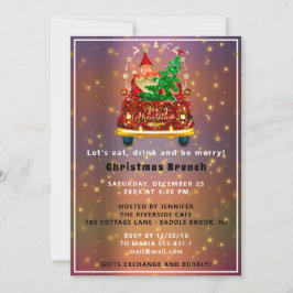 レッドトラックメリークリスマスツリーブランチディナーバラ 招待状