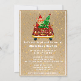 レッドトラックメリークリスマスツリーブランチ夕食筏 招待状