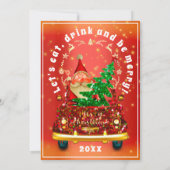 レッドトラックメリークリスマスツリーブランチ夕食赤 招待状 (裏面)