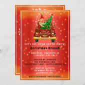 レッドトラックメリークリスマスツリーブランチ夕食赤 招待状 (正面/裏面)