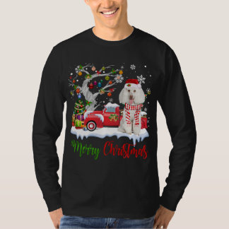 レッドトラックメリークリスマスツリープードルパジャマ Tシャツ