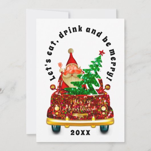 レッドトラックメリークリスマスブランチディナーサンタ 招待状 (裏面)