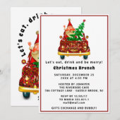 レッドトラックメリークリスマスブランチディナーサンタ 招待状 (正面/裏面)