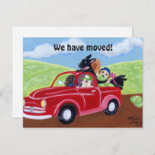 レッドトラックラブラドールの新しい住所のお知らせ 案内ポストカード (正面/裏面)