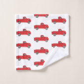 レッドトラックレトロ柄バスタオルセット バスタオルセット (ウォッシュタオル)