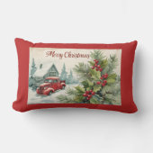 レッドトラックヴィンテージクリスマス ランバークッション (正面)