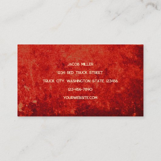 レッドトラックヴィンテージ素朴古いテクスチャ 名刺 (裏面)