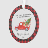レッドトラック初めてのクリスマスas.祖父母の写真 オーナメント (正面)