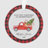 レッドトラック初めてのクリスマスas.祖父母の写真 オーナメント (正面)