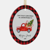 レッドトラック初めてのクリスマスas.祖父母の写真 セラミックオーナメント (右)