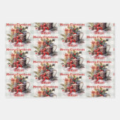 レッドトラック名を追加メリークリスマス3 ラッピングペーパーシート (正面2)