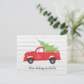 レッドトラック新しいホールをデッキクリスマスフォトムービング 案内ポストカード (スタンド正面)