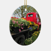 レッドトラック春の花&レインボー セラミックオーナメント (右)