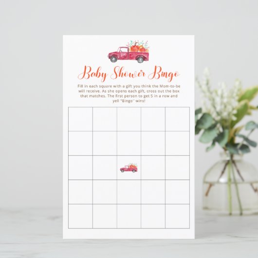 レッドトラック秋リトルカボチャ赤ちゃんシャワービンゴ (スタンド正面)