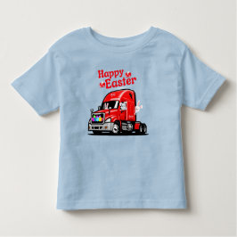 レッドトラック18ホイーラーハッピーイースターバニー トドラーTシャツ