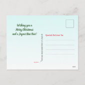 レッドトラック4x4、セーブルシェットランド・ シープドッグ、サンタハット付き シーズンポストカード (裏面)