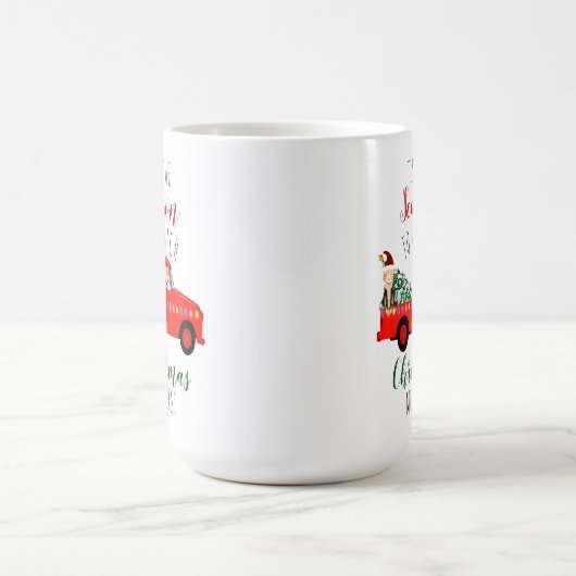 レッドトラック&クリスマスムービーを見る季節 コーヒーマグカップ (中央)