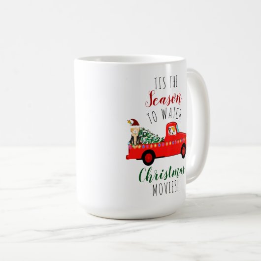 レッドトラック&クリスマスムービーを見る季節 コーヒーマグカップ (正面右)