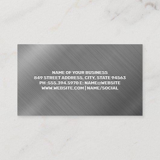 レッドトラック | メタリックブラシ付き背景 名刺 (裏面)