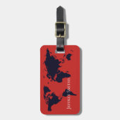 レッドトラベルのブラックワールドマップ ラゲッジタグ (正面縦)