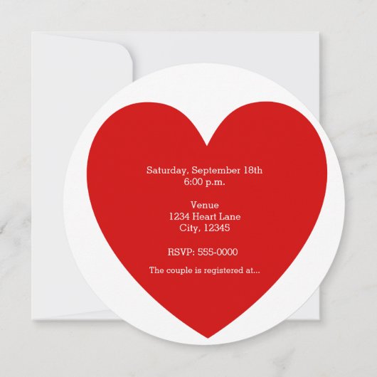 レッドトランプのポーカーチップハート婚約結婚式招待状 招待状 (裏面)