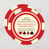 レッドトランプのポーカーチップベガスカジノウェディングセーブザデート (正面/裏面)