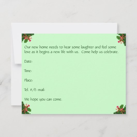 レッドトランペットつる植物引っ越し祝いパーティー招待状 招待状 (裏面)