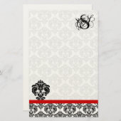 レッドトリムブラックダマスクモノグラム 便箋 (正面/裏面)