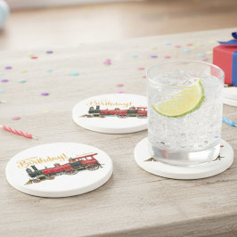 レッドトレインハッピーバースデーサンドストーンコースター コースター