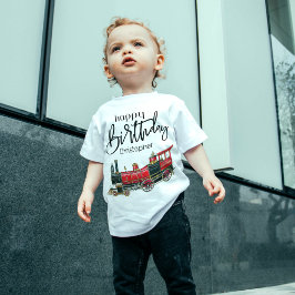 レッドトレインハッピーバースデー「お名前」 トドラーTシャツ