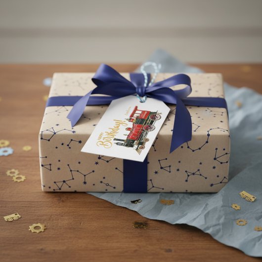 レッドトレインハッピーバースデー ギフトタグ