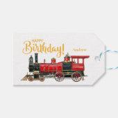 レッドトレインハッピーバースデー ギフトタグ (正面(横))