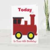 レッドトレインパーソナライズされたデザイン6誕生日 カード (正面)