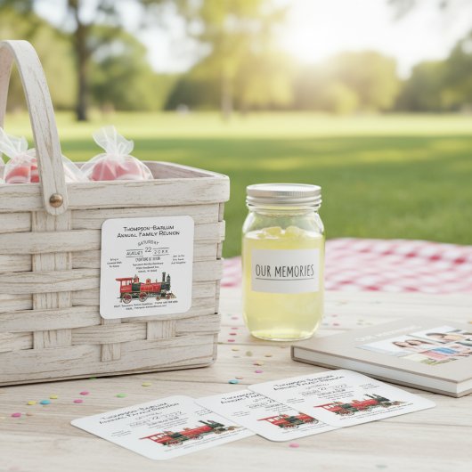 レッドトレインファミリー懇親会招待状 スクエアシール