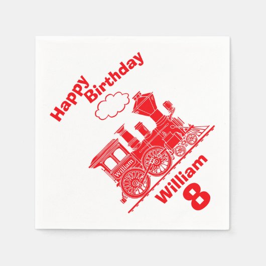 レッドトレインボーイズ8th birthday napkinsと名付けられた スタンダードカクテルナプキン (正面)