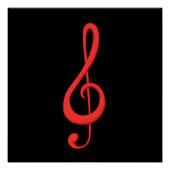 レッドトレブルクレフ、 音符記号イラストレーション。 ポスター (正面)