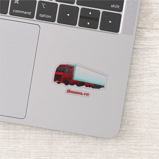 レッドトレーラートラックイラストレーション シール (詳細)