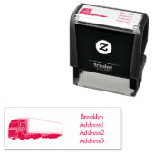 レッドトレーラートラックイラストレーション セルフインキングスタンプ (インサイチュ)