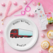 レッドトレーラートラックイラストレーション ペーパープレート (パーティー)